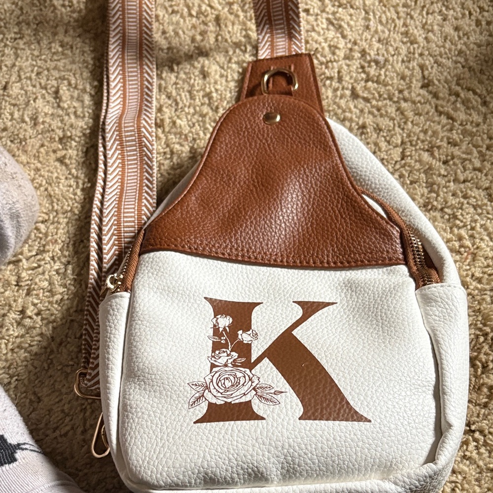 Brown and White Women's Bag